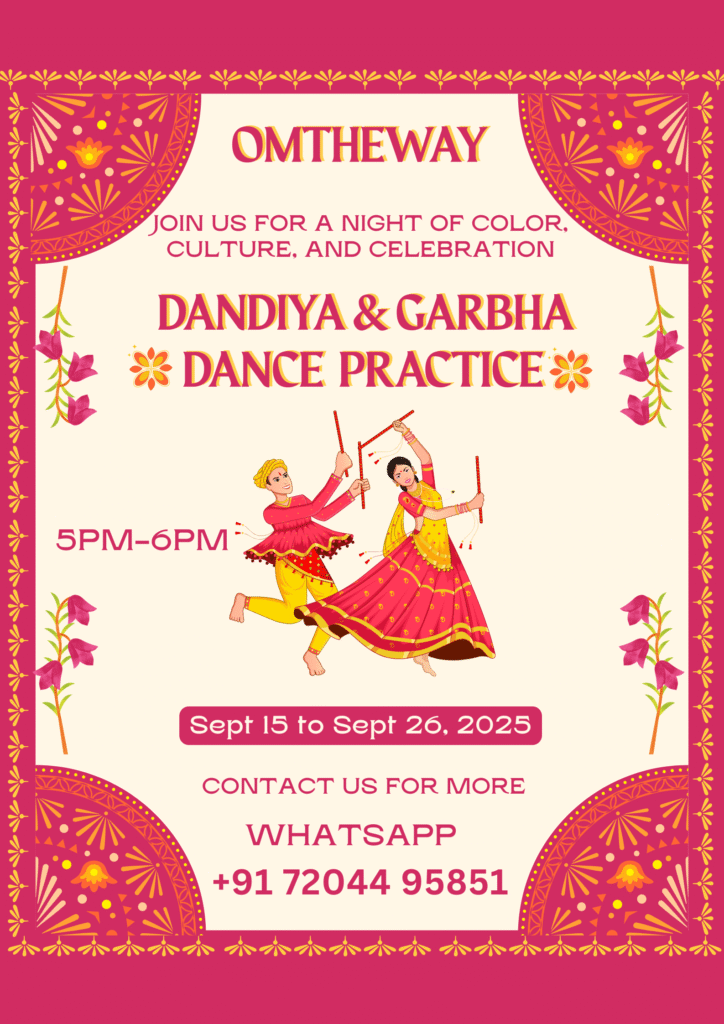 pink and yellow traditional dandiya festival poster